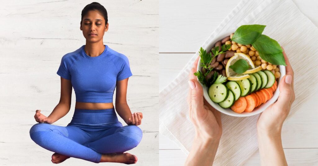 yoga teacher wearing comfortable cloth healthy food yoganta